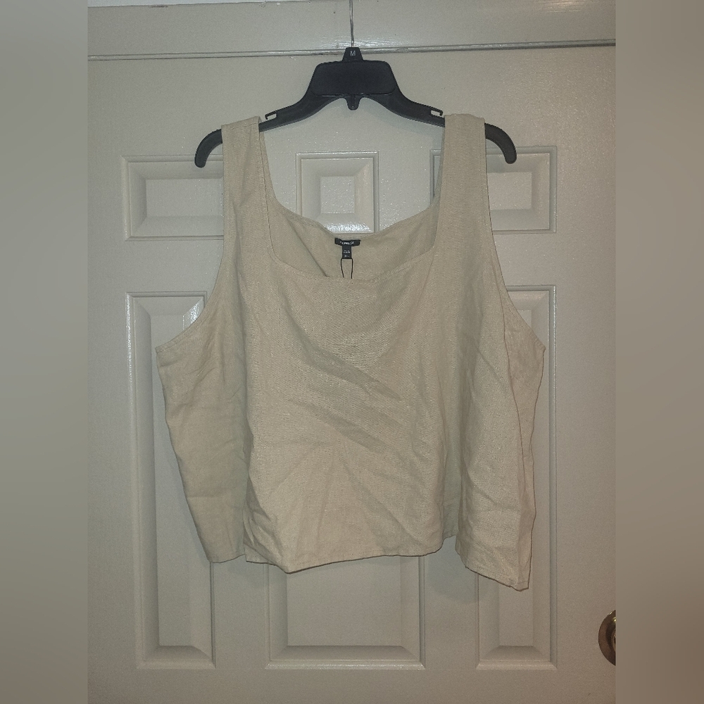 Express Beige Linen Blend Flowy Tank Top Womens Size XXL NWT